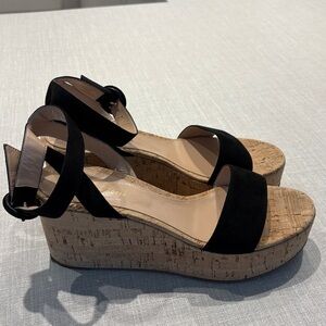 Gianvito Rossi Black Suede Cork Sandals